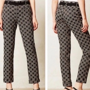 Anthropologie Cartonnier Charlie ankle black patterned‎ pants